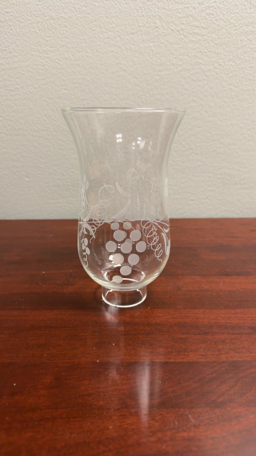 Etched Glass Vase with Grape Motif - Image 1