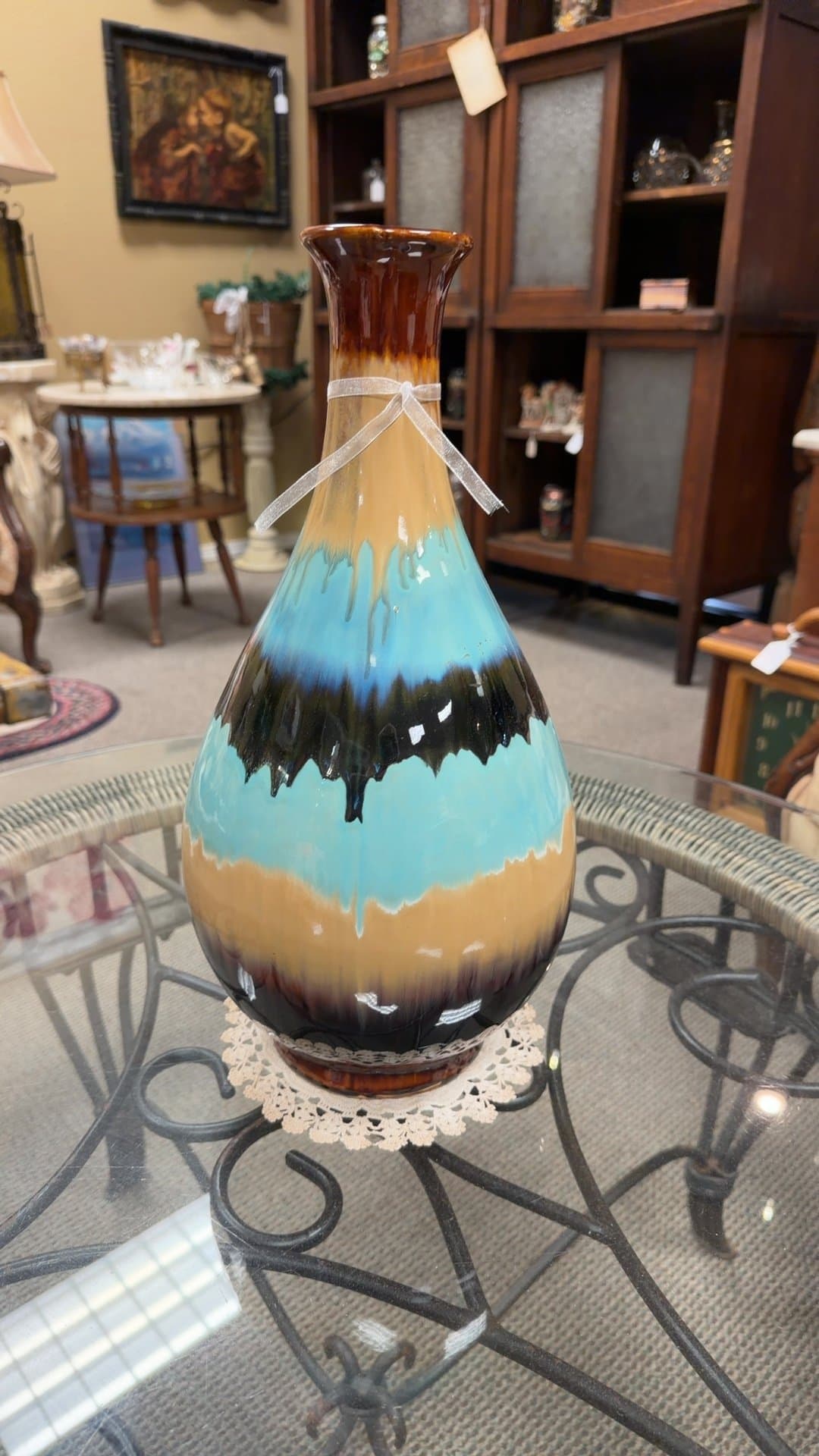 Hand-Painted Drip Glaze Ceramic Vase - Image 1