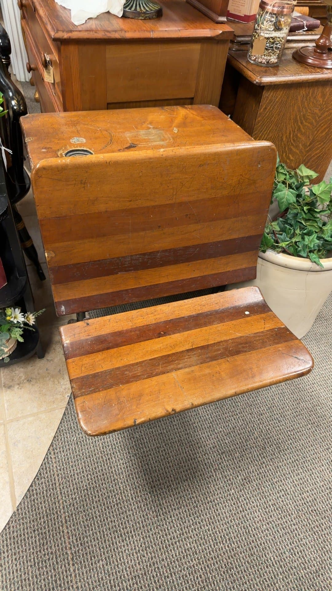 Antique Wooden School Desk - Image 1