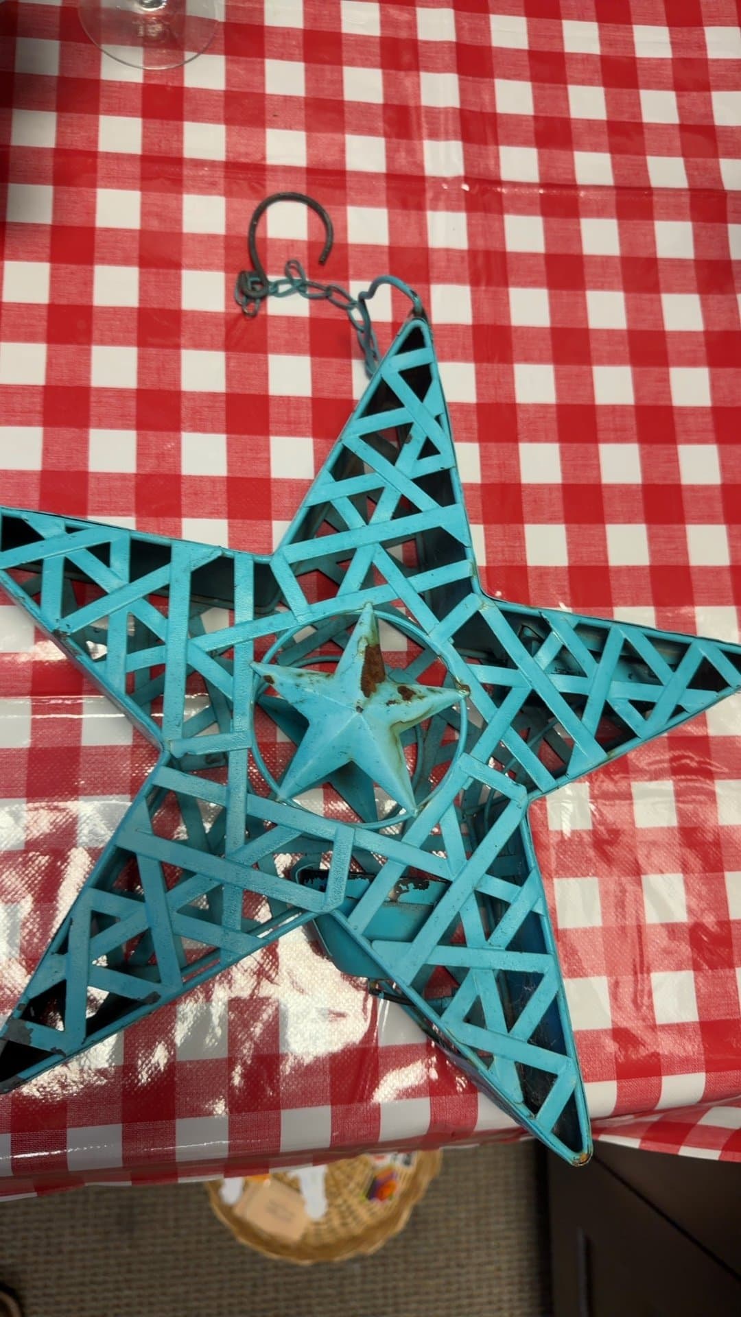 Blue Metal Star Hanging Decoration - Image 1