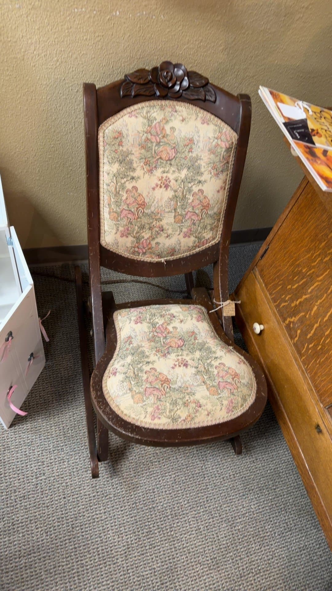 Antique Victorian-Style Folding Rocking Chair - Image 1