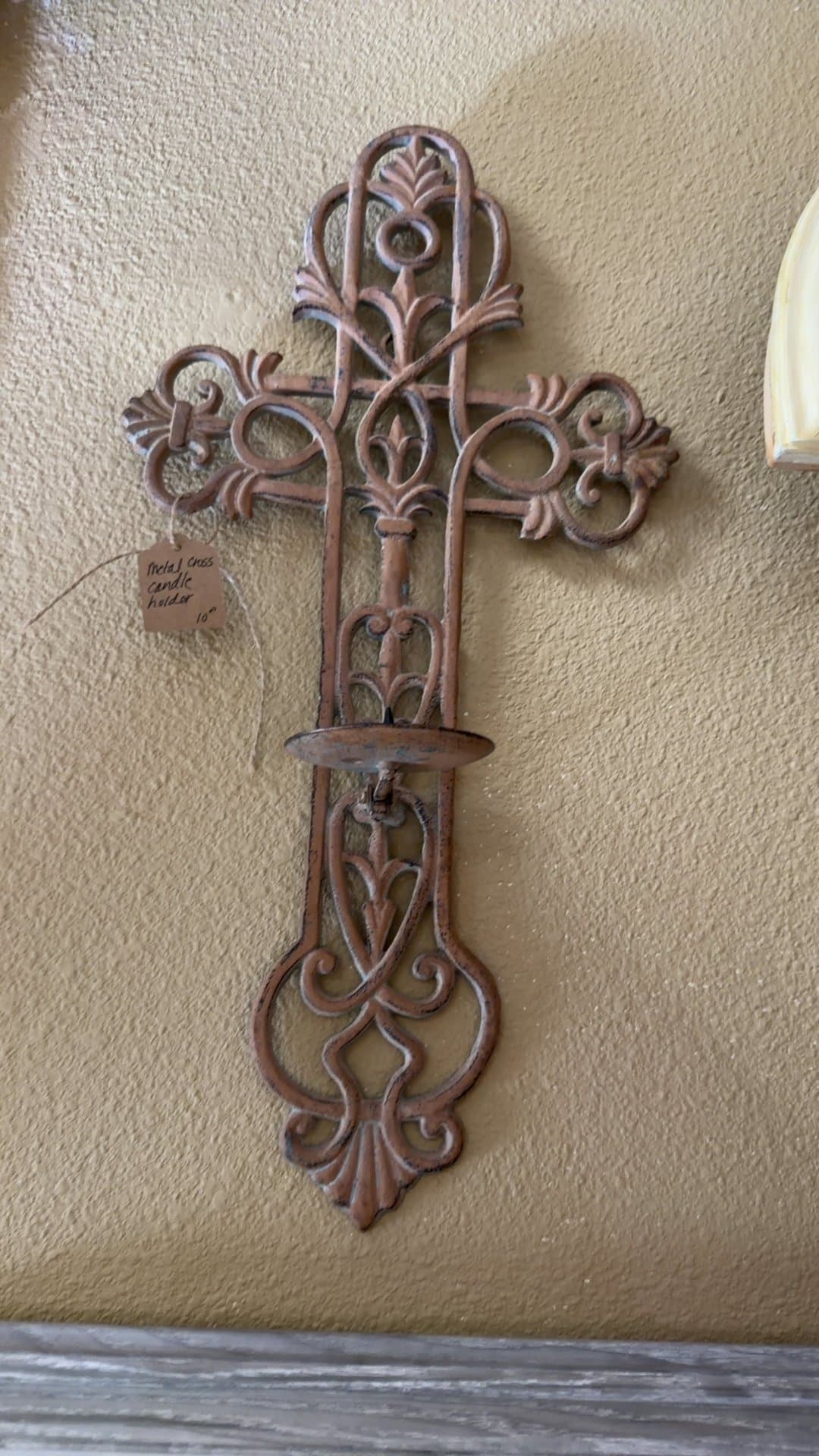 Ornate Metal Cross Candle Holder - Image 1