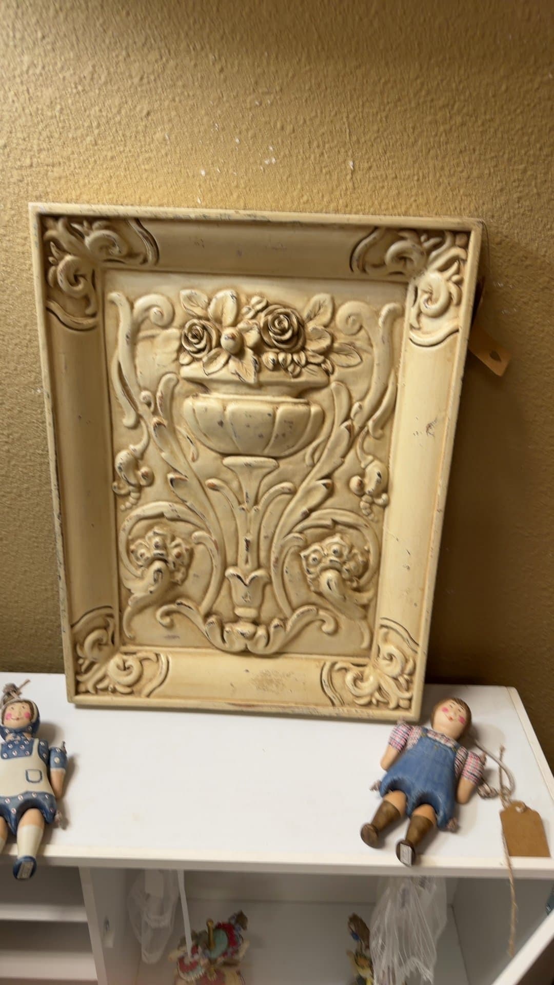 Vintage Floral Wall Carving - Image 1