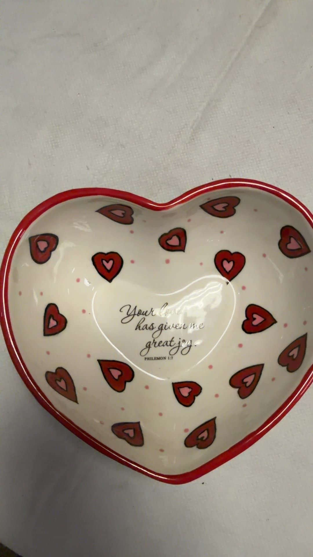 DaySpring Ceramic Heart-Shaped Scripture Dish - Image 1