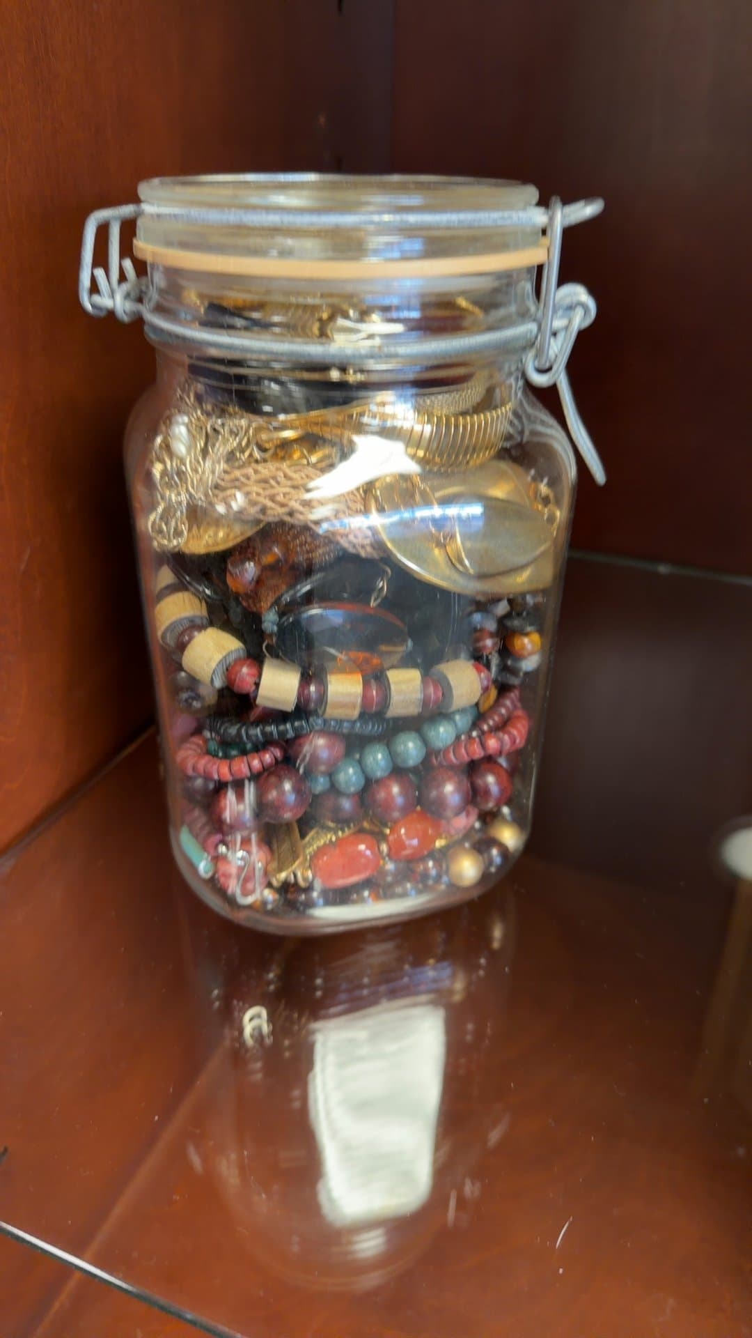 Jar of Mixed Beaded Jewelry - Image 1