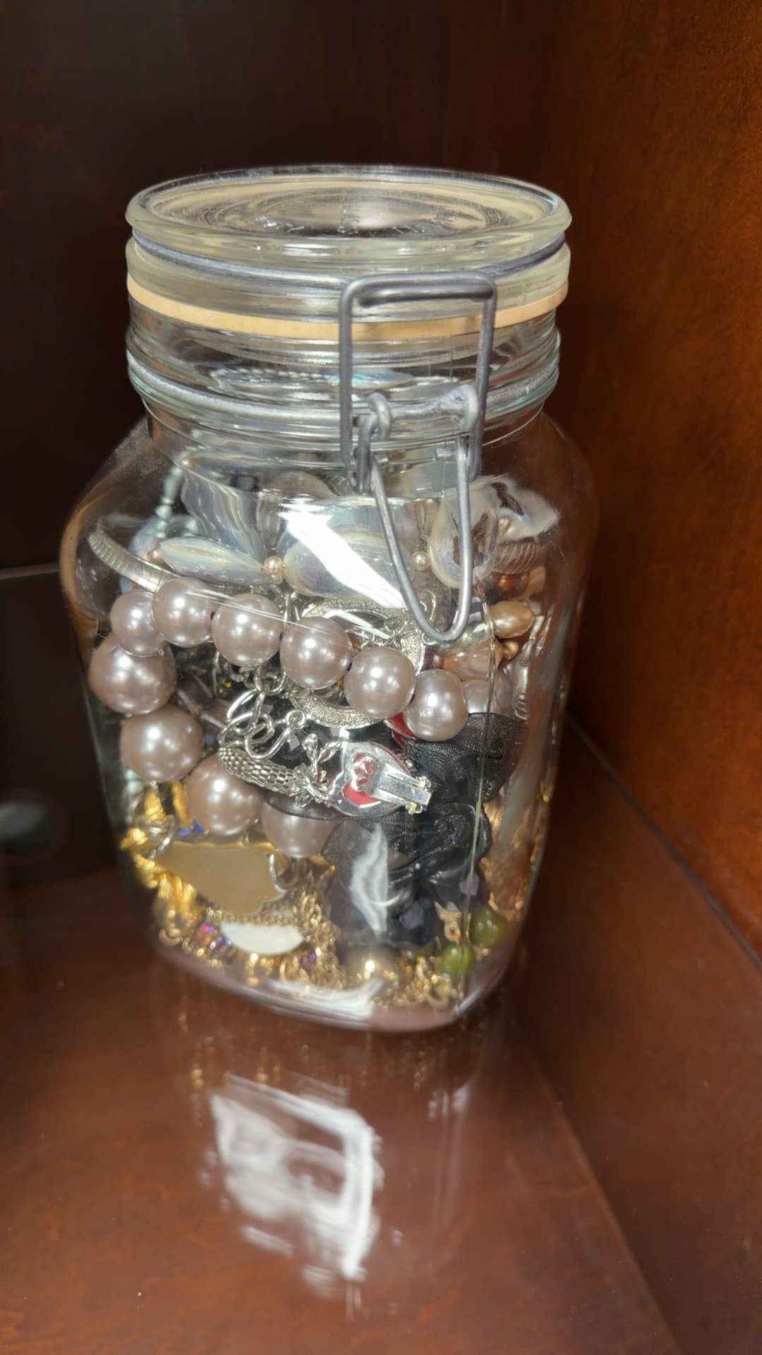 Jar of Assorted Costume Jewelry - Image 1