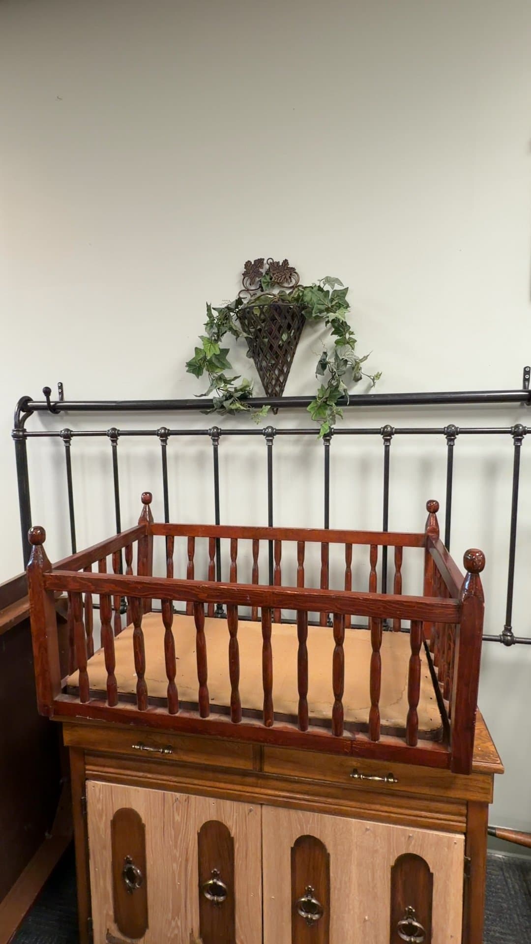 Vintage Wooden Baby Cradle Bed - Image 1