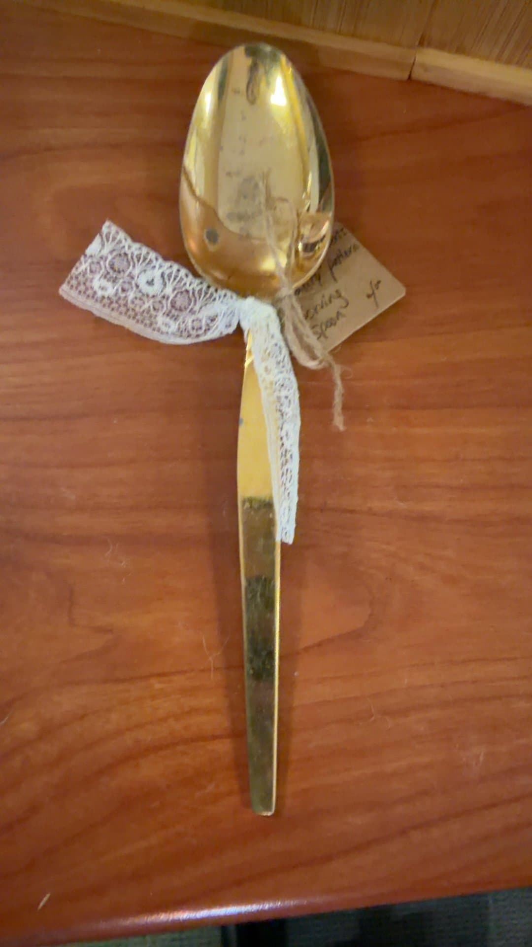 Vintage Brass Serving Spoon - Image 1