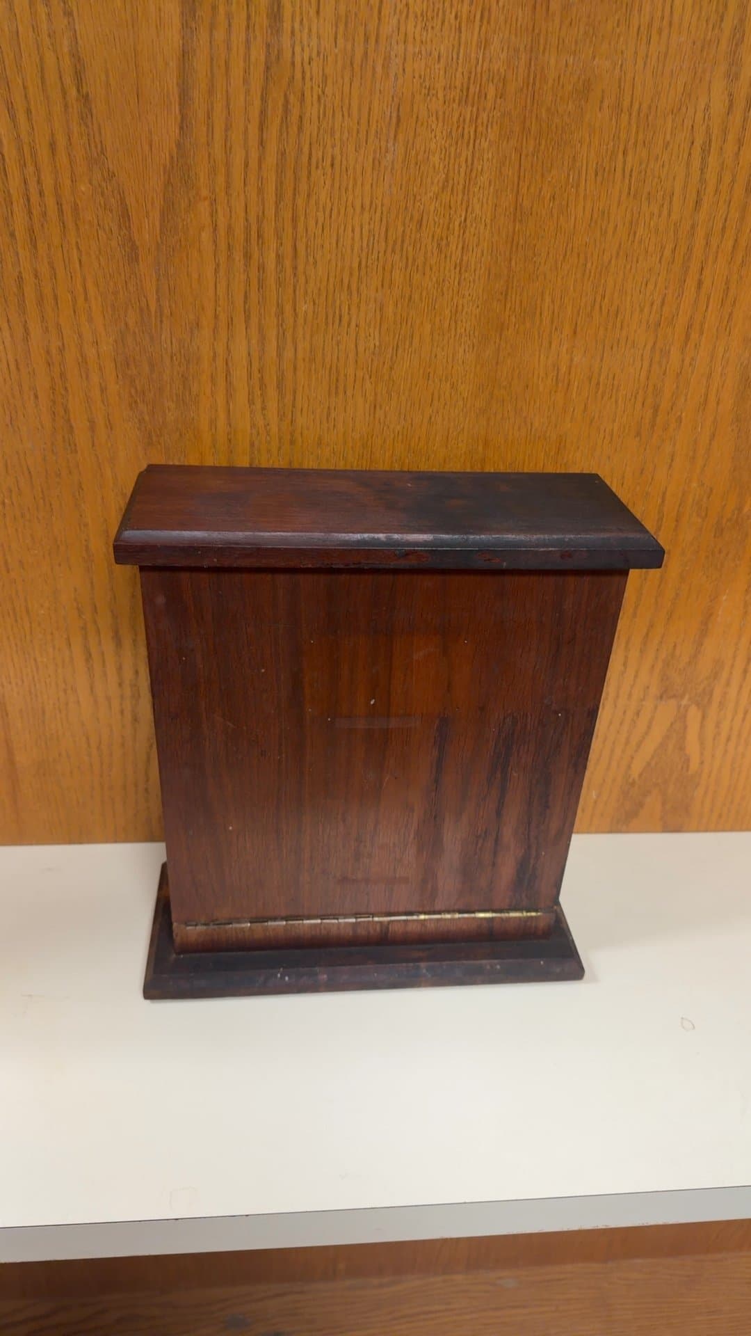 Vintage Wooden Drop-Front Wall Stationery Desk Box - Image 1