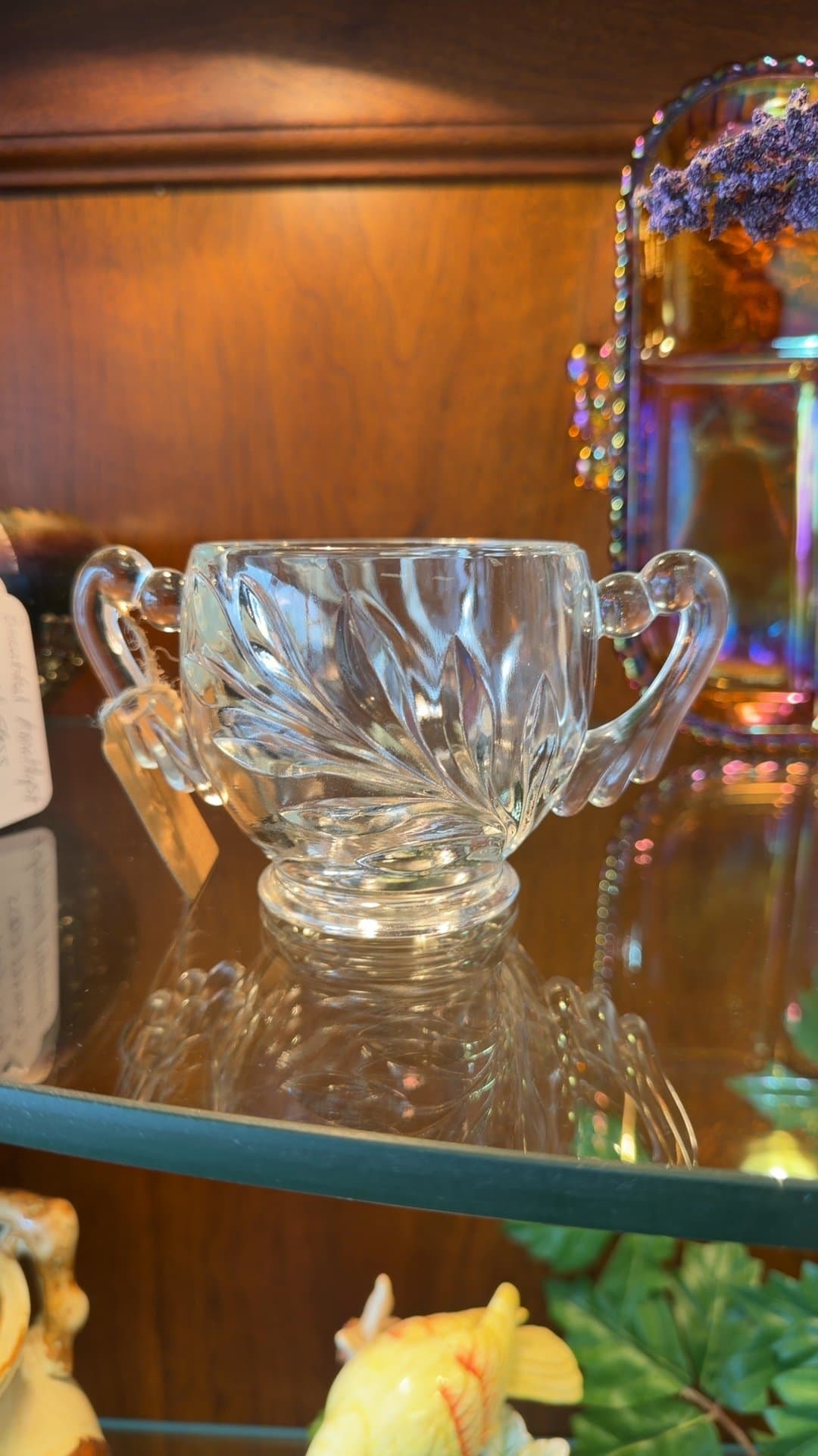 Indiana Glass Willow Clear Open Footed Sugar Bowl - Image 1