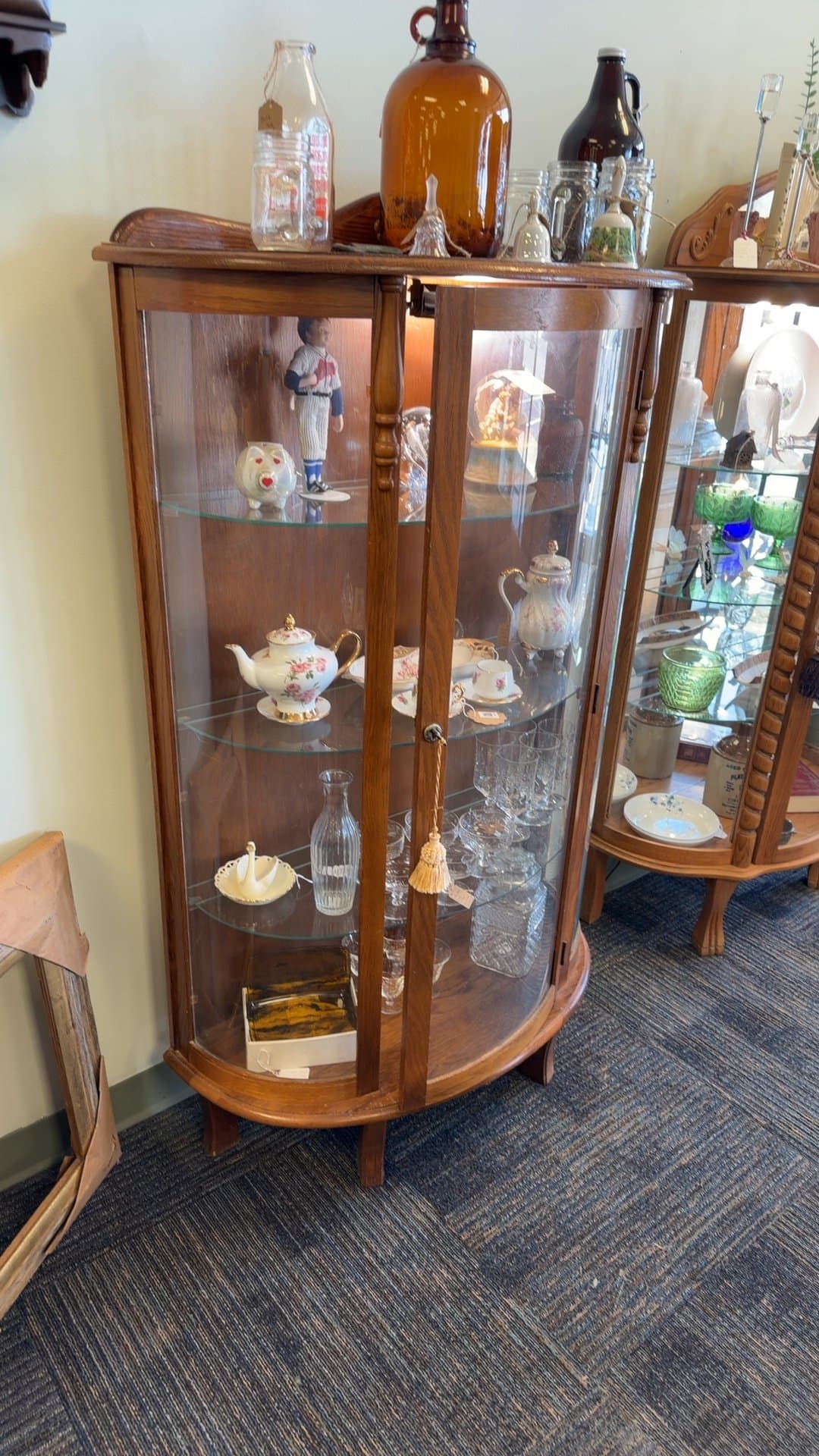 Vintage Curved Glass Display Cabinet - Image 1