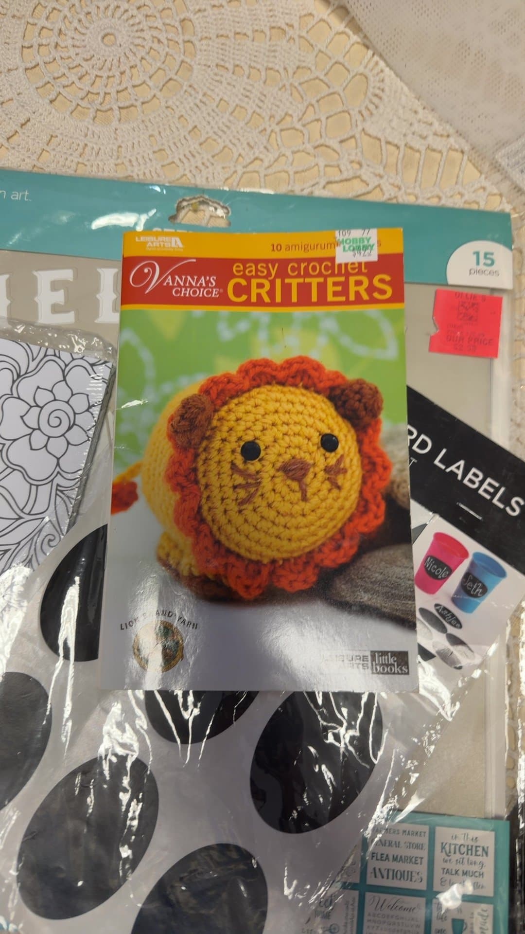 Craft Supplies Bundle with Crochet Critters Book, Stencils, and Chalkboard Labels - Image 1