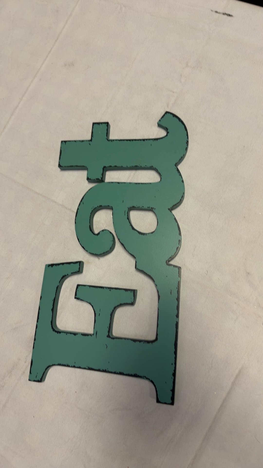 Distressed Teal Wooden 'Eat' Wall Decor Sign - Image 1
