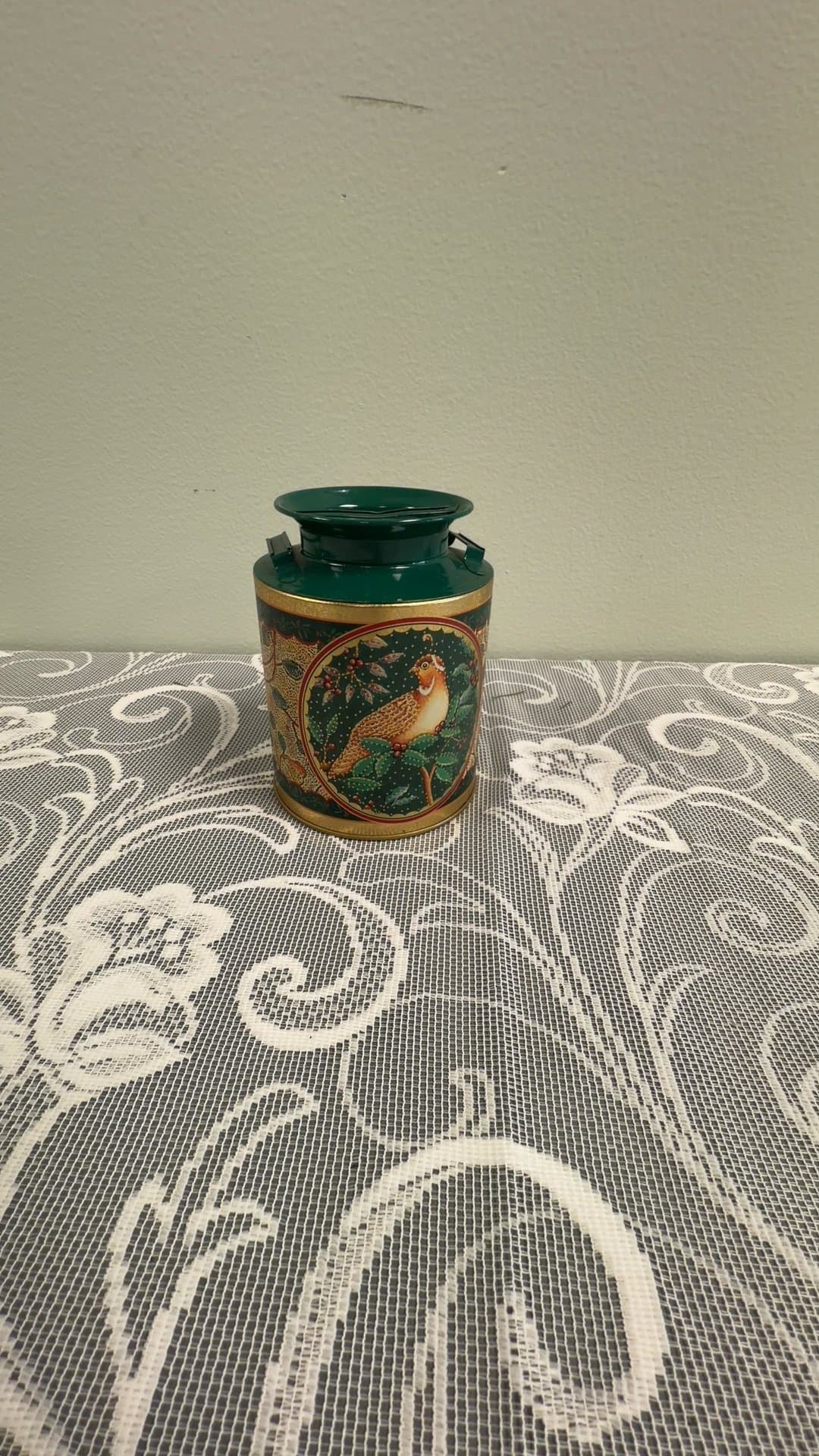 Giftco Vintage Partridge in a Pear Tree Milk Can Coin Bank Tin - Image 1