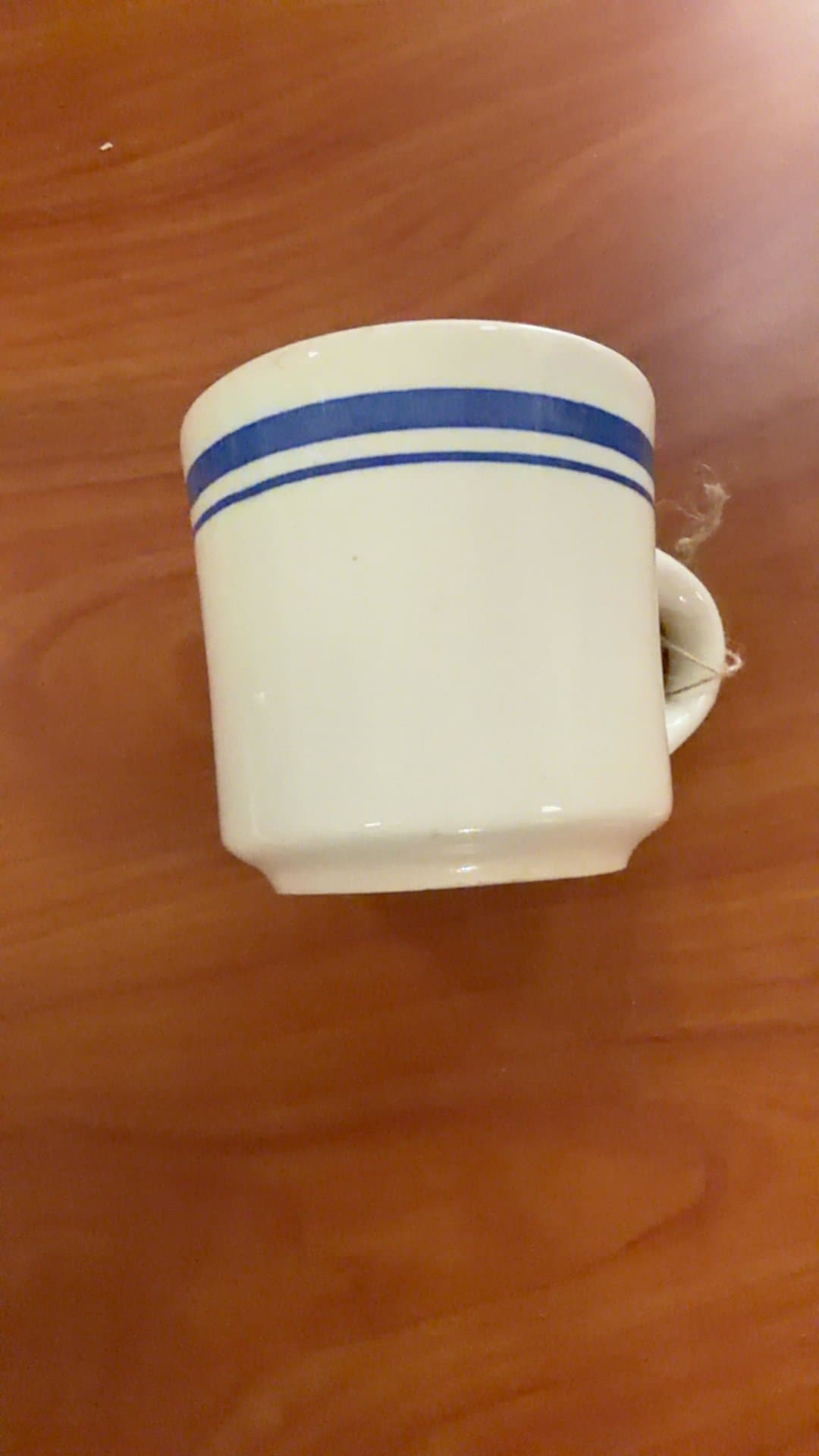 Vintage Blue Stripe Ceramic Mug - Image 1