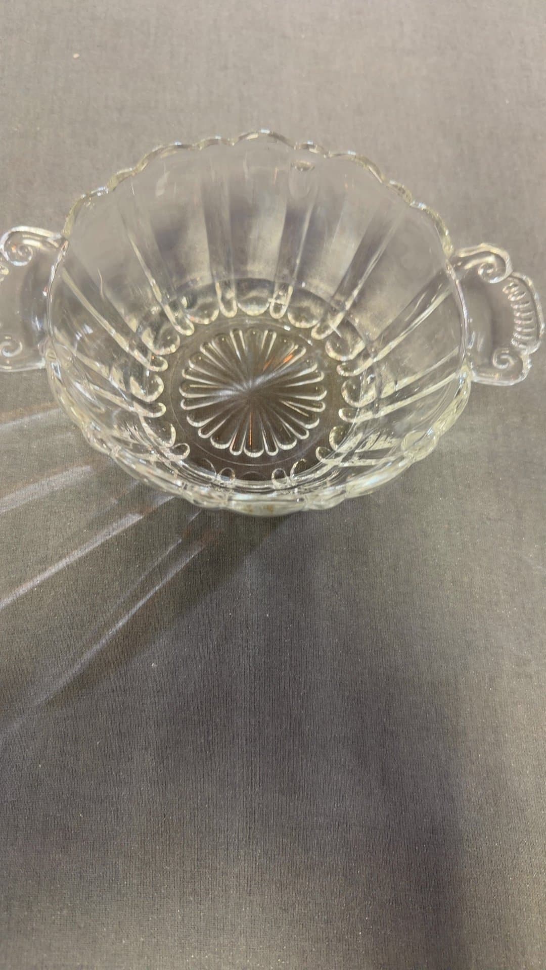 Vintage Glass Serving Bowl with Handles - Image 1