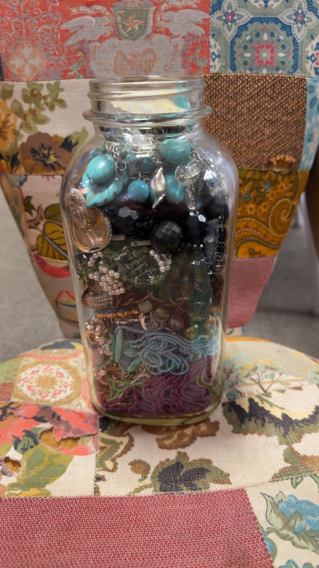 Jar of Mixed Jewelry Beads and Findings - Image 1
