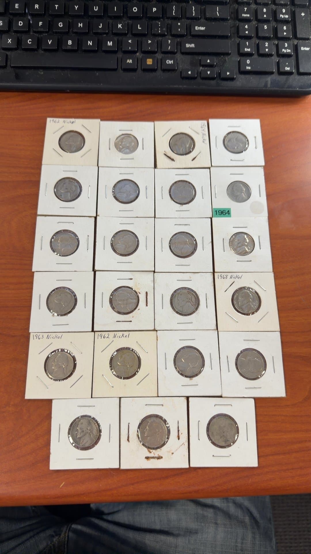 Collection of Vintage US Jefferson Nickels in 2x2 Cardboard Holders - Image 1