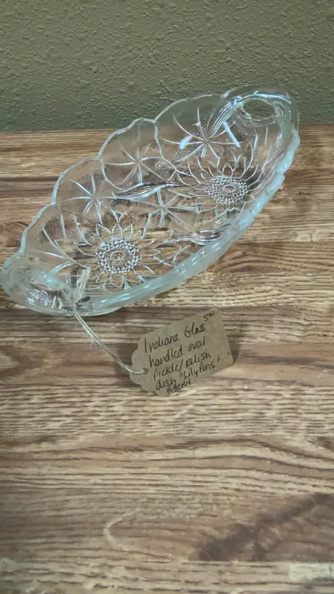 Indiana Glass Handled Oval Pickle/Relish Dish 'Lily Pons' Pattern - Image 1
