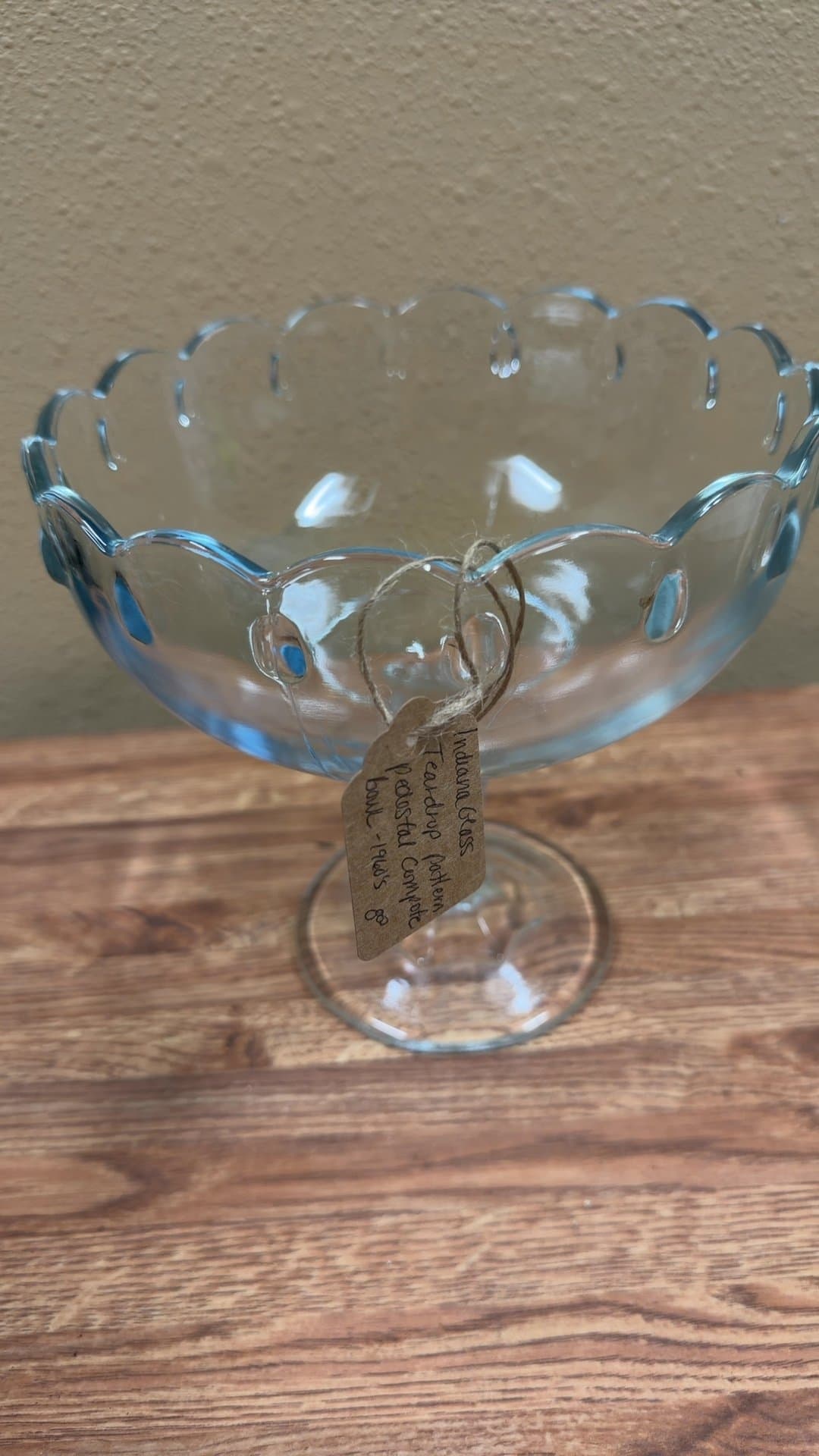 Indiana Glass Teardrop Pattern Pedestal Compote Bowl - Image 1