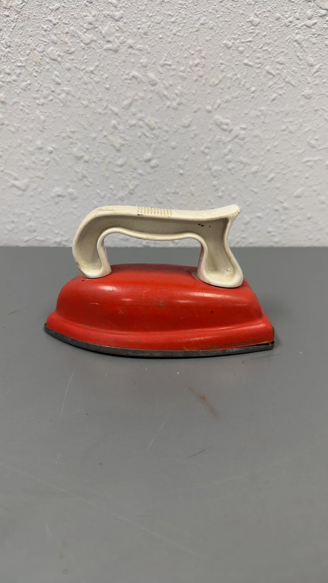Vintage Red Metal Toy Clothes Iron - Image 1