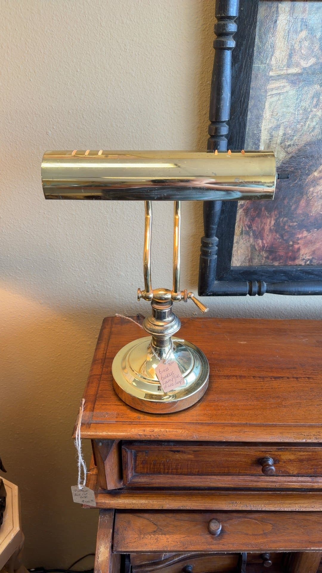 Vintage Brass Banker's Piano Lamp - Image 1