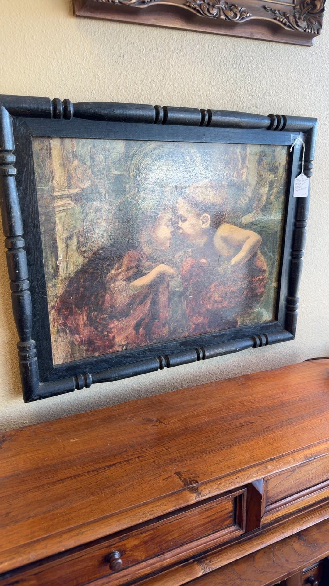 Vintage Framed Painting of Two Children - Image 1