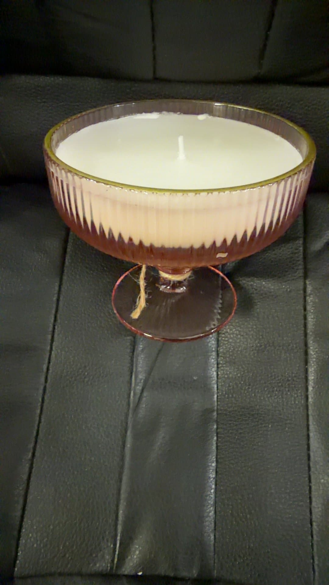 Pink Glass Pedestal Candle - Image 1