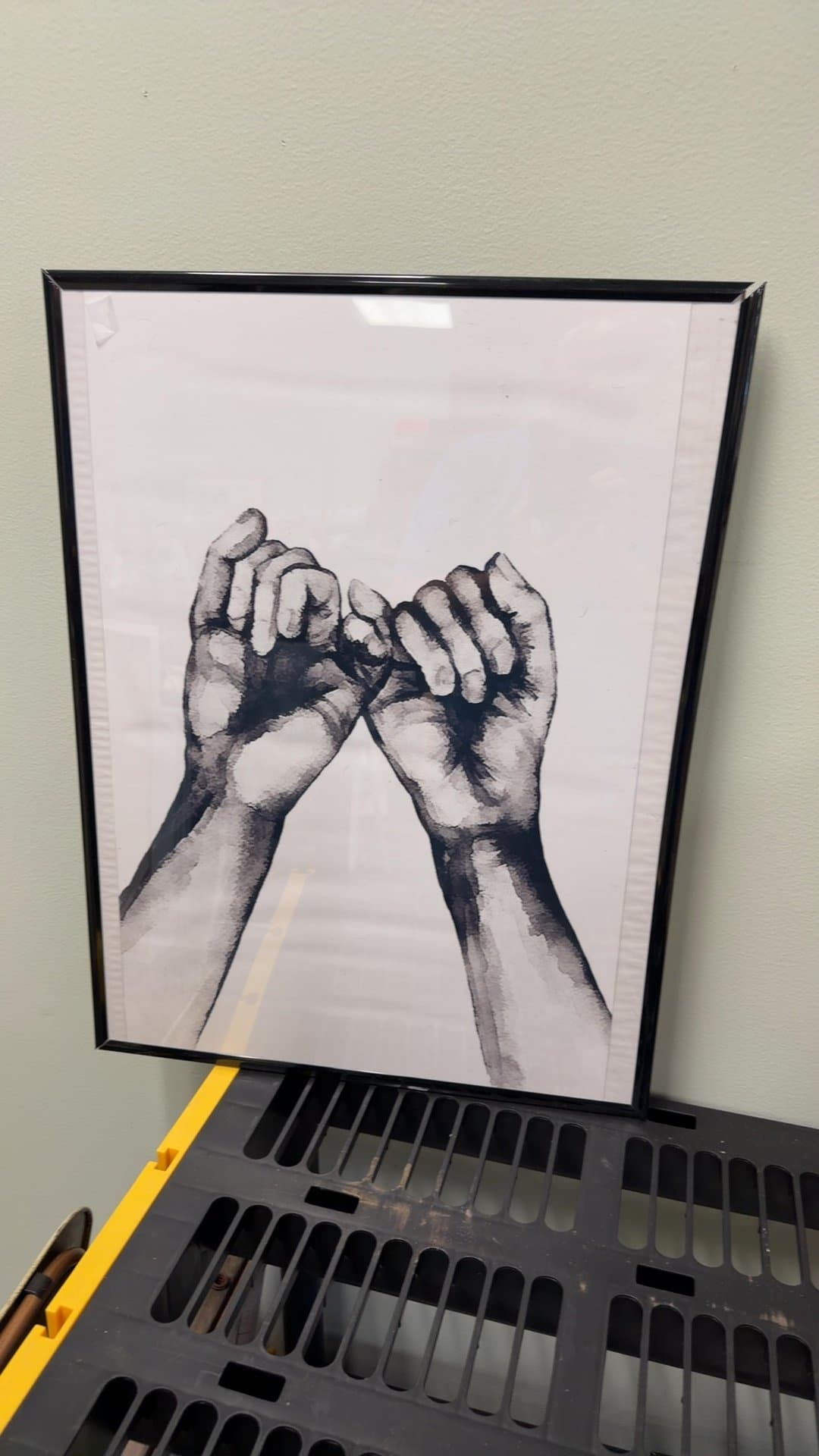 Framed Sketch of Interlocking Hands - Image 1