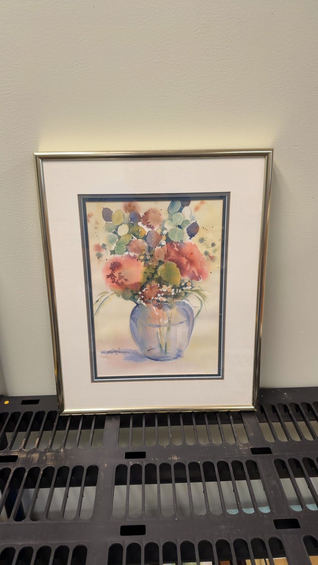 Framed Watercolor Floral Painting by M. Hoffmann - Image 1
