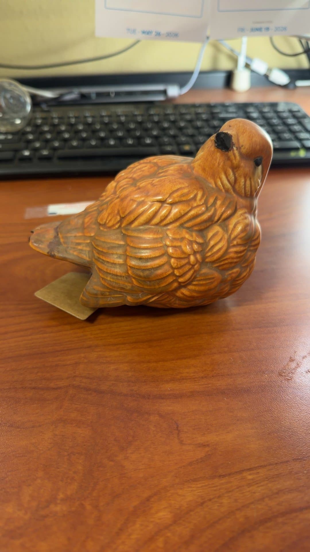 Wooden Bird Carving with Broken Beak - Image 1