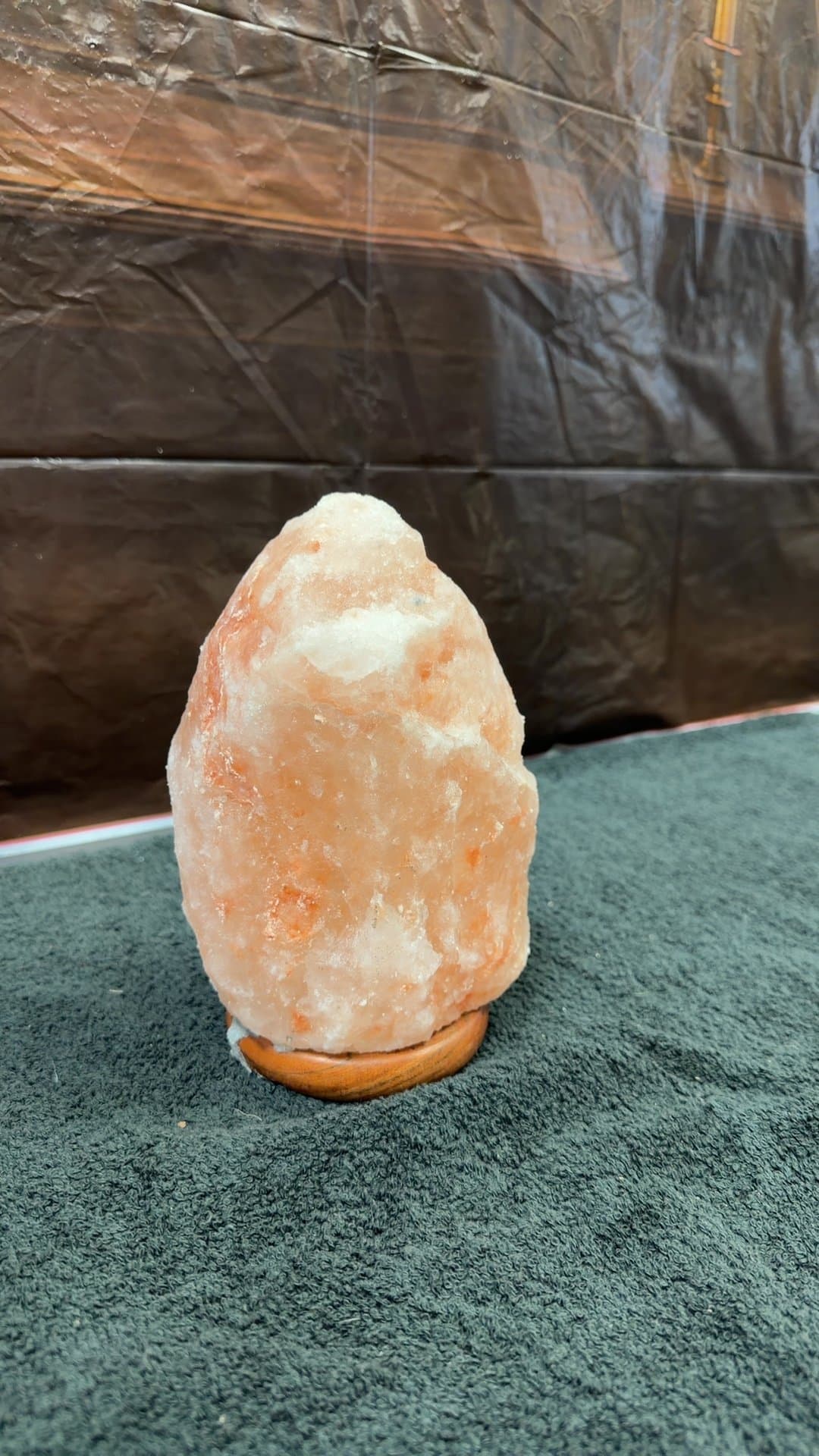 Himalayan Pink Salt Lamp on Wooden Base - Image 1