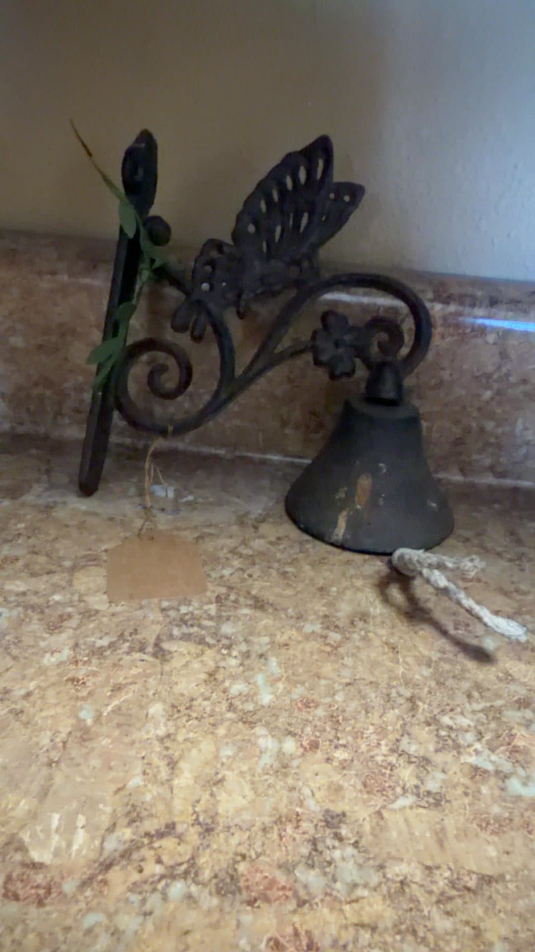 Vintage Cast Iron Butterfly Wall Bell - Image 1