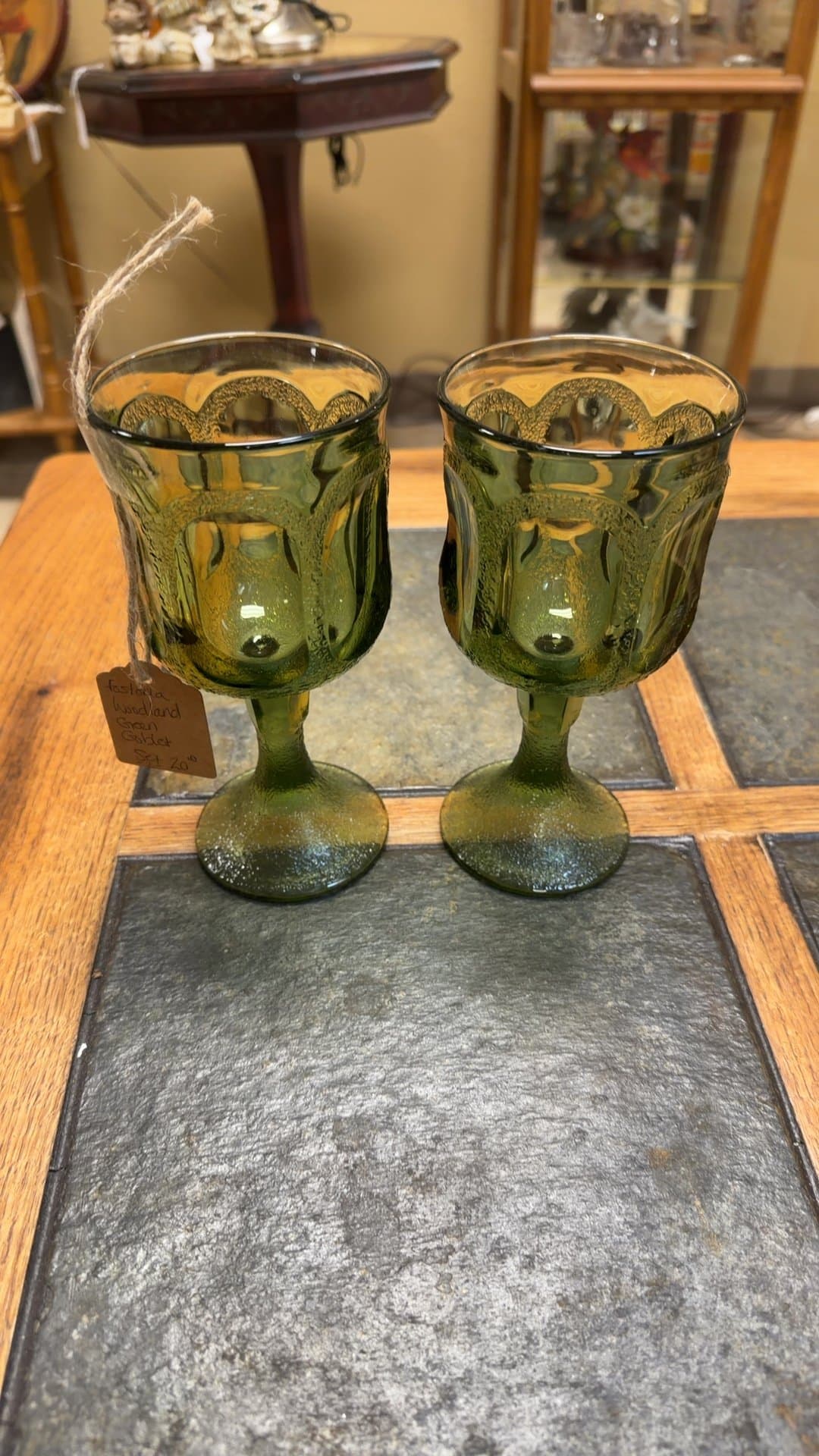 Fostoria Woodland Green Goblet Set - Image 1