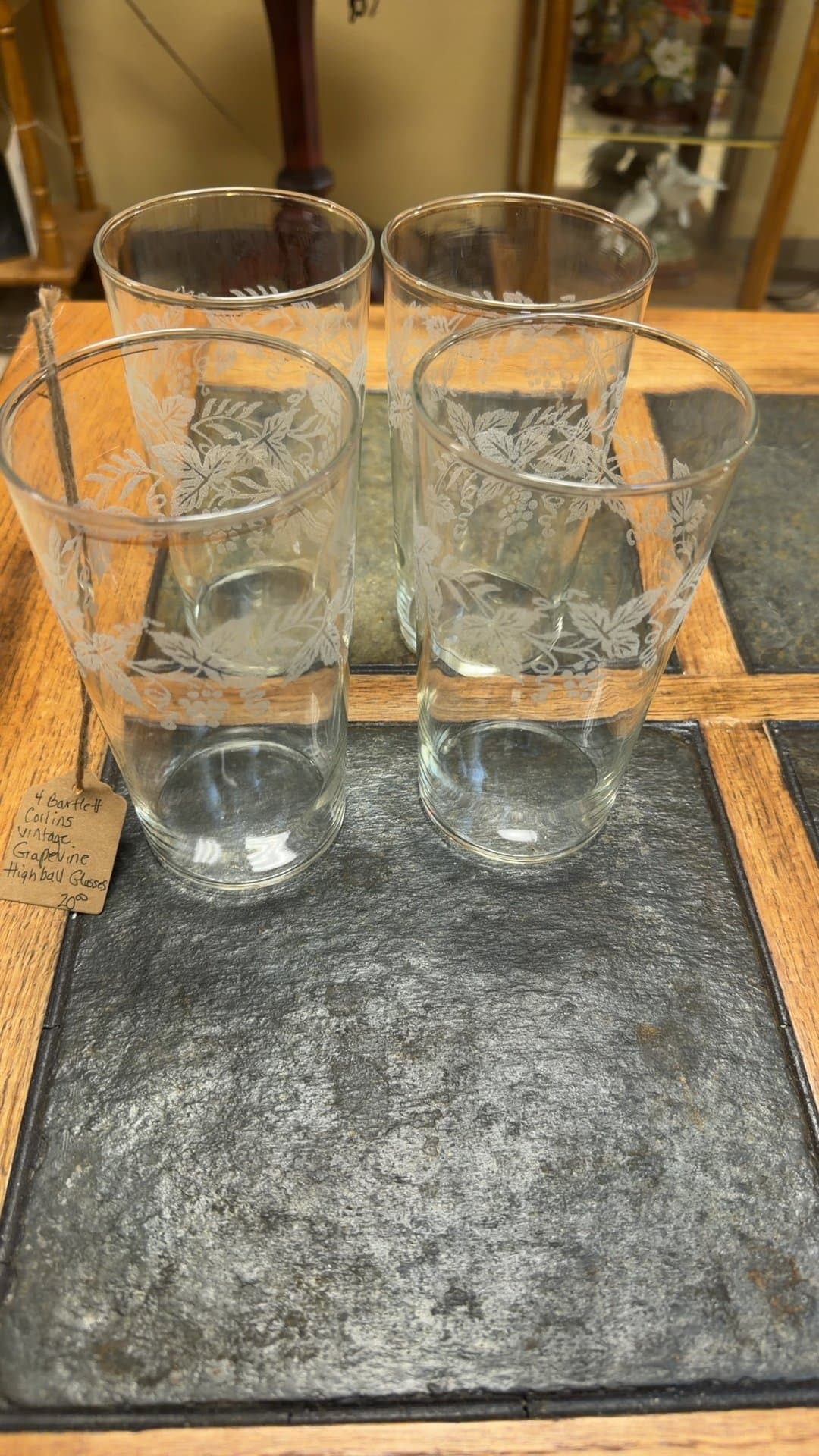 Vintage Bartlett Collins Grapevine Highball Glasses - Image 1
