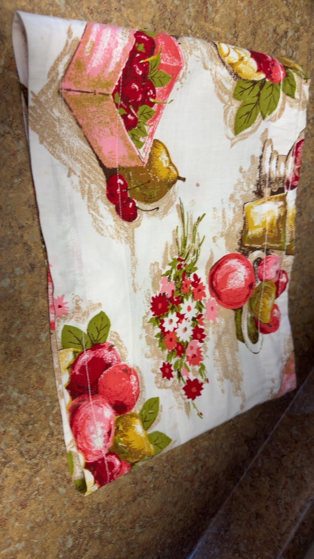 Vintage Floral and Fruit Design cafe sash curtain - Image 1