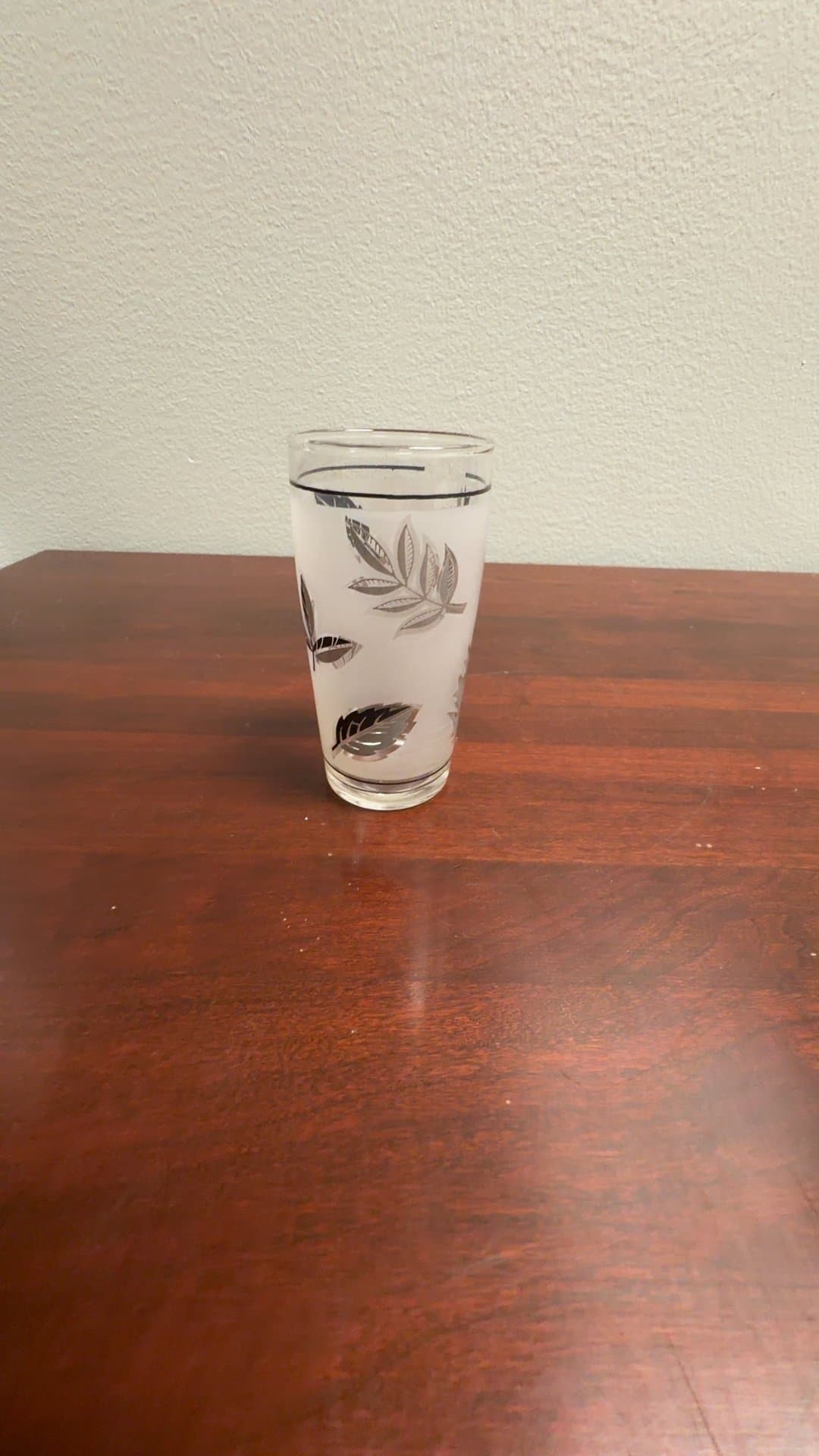 Vintage Leaf Pattern Glass Tumbler - Image 1