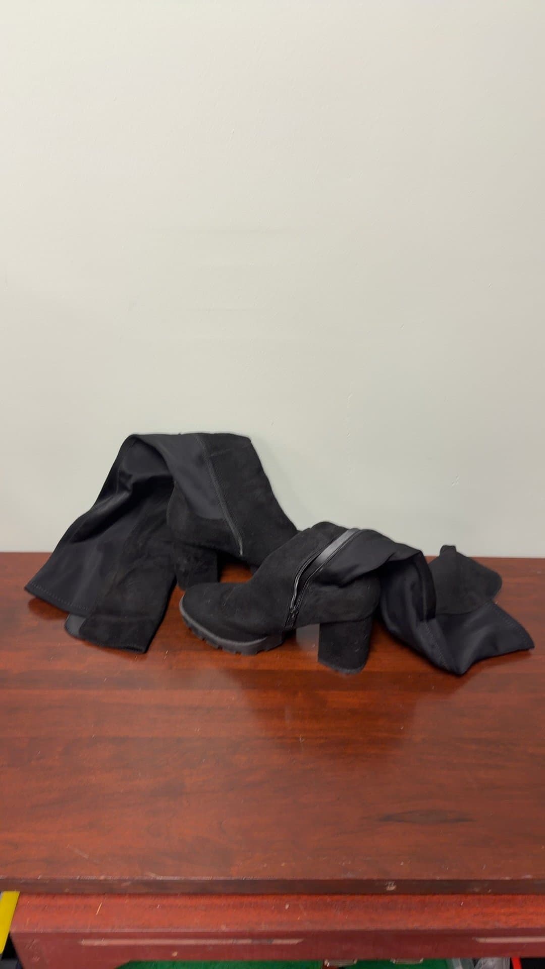 Black Suede Over-the-Knee Boots - Image 1