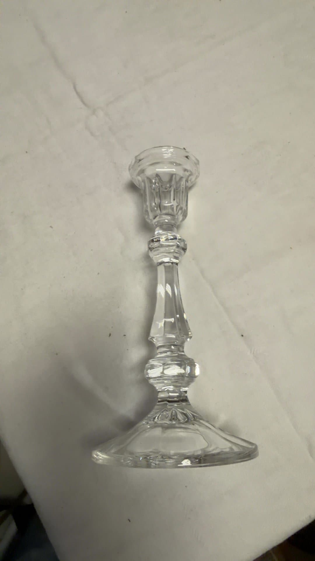 Clear Cut Crystal Taper Candlestick Holder - Image 1