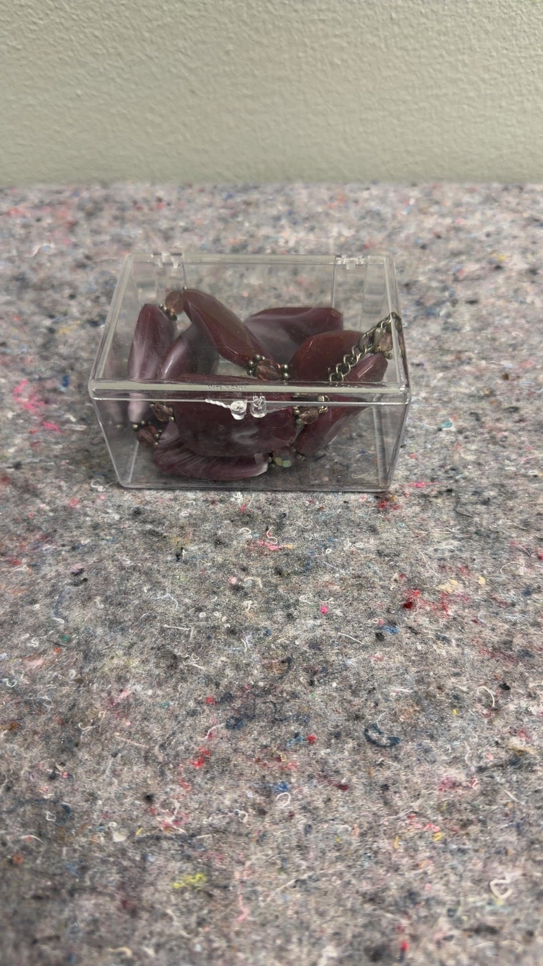 Purple Beaded Necklace in Clear Plastic Box - Image 1