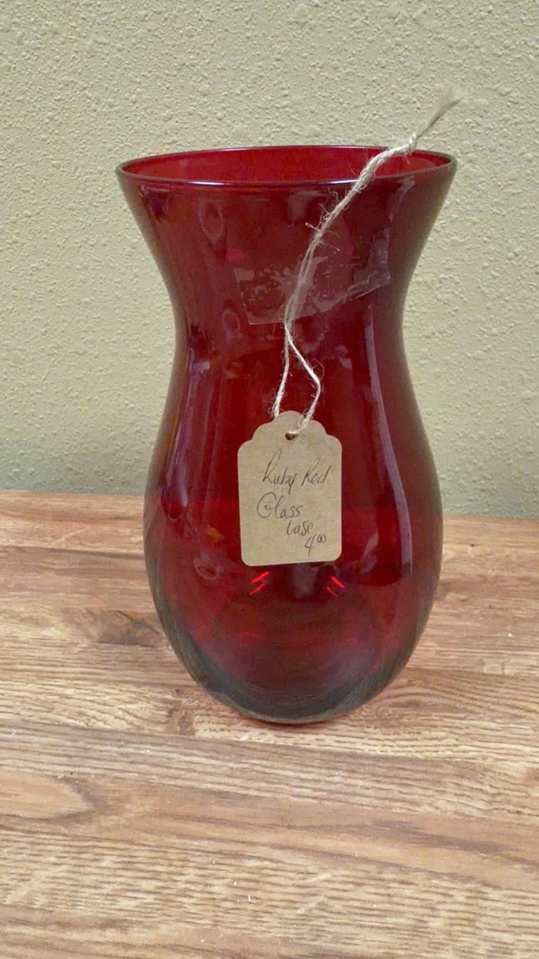 Ruby Red Glass Vase - Image 1