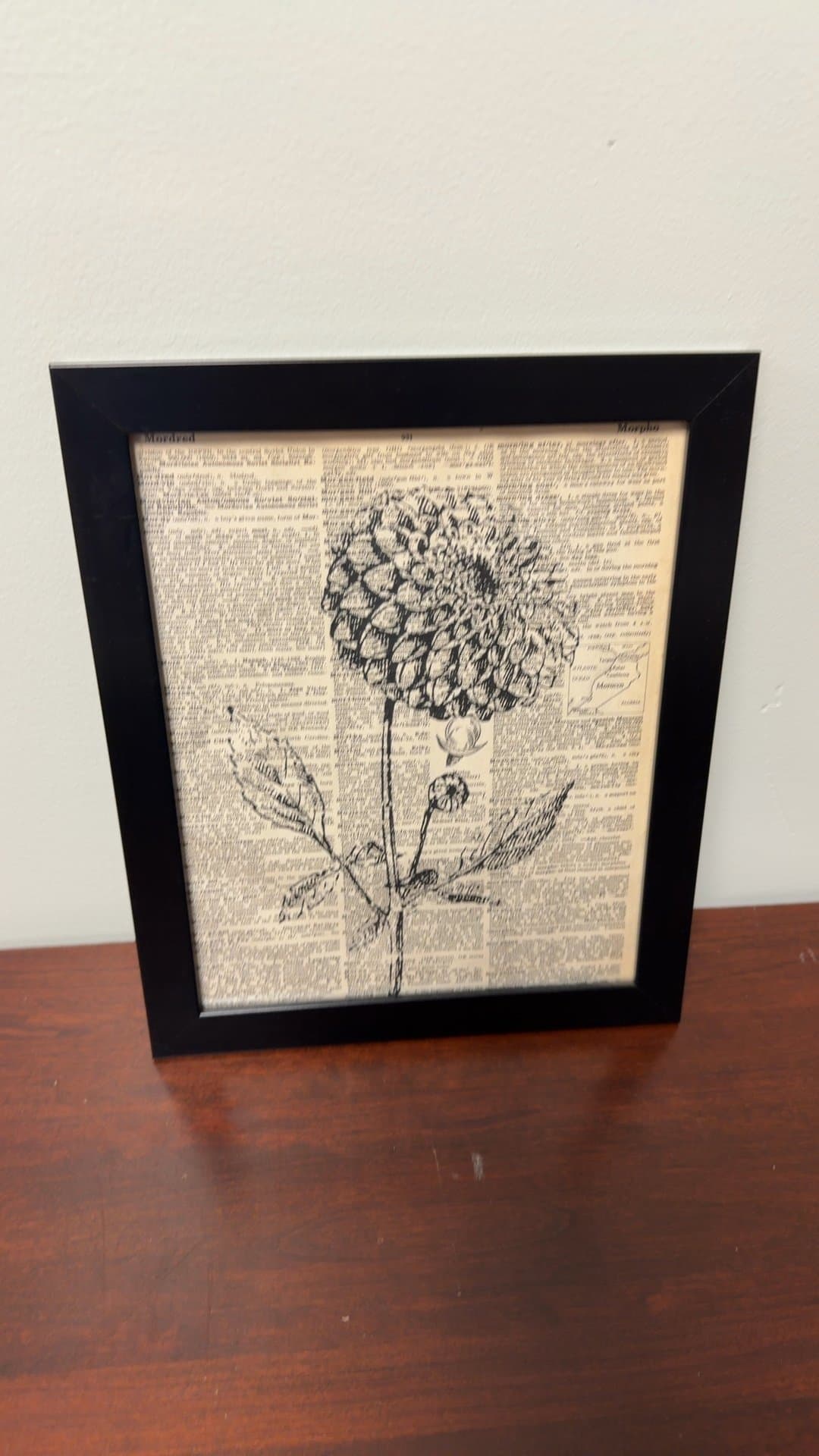 Framed Botanical Print on Dictionary Page - Image 1