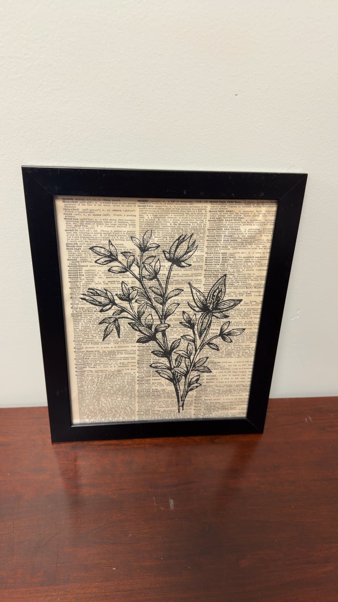 Framed Botanical Print on Dictionary Page - Image 1