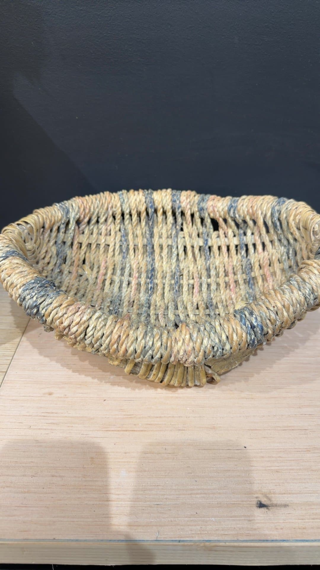 Handmade Woven Twig and Fiber Basket Bowl - Image 1