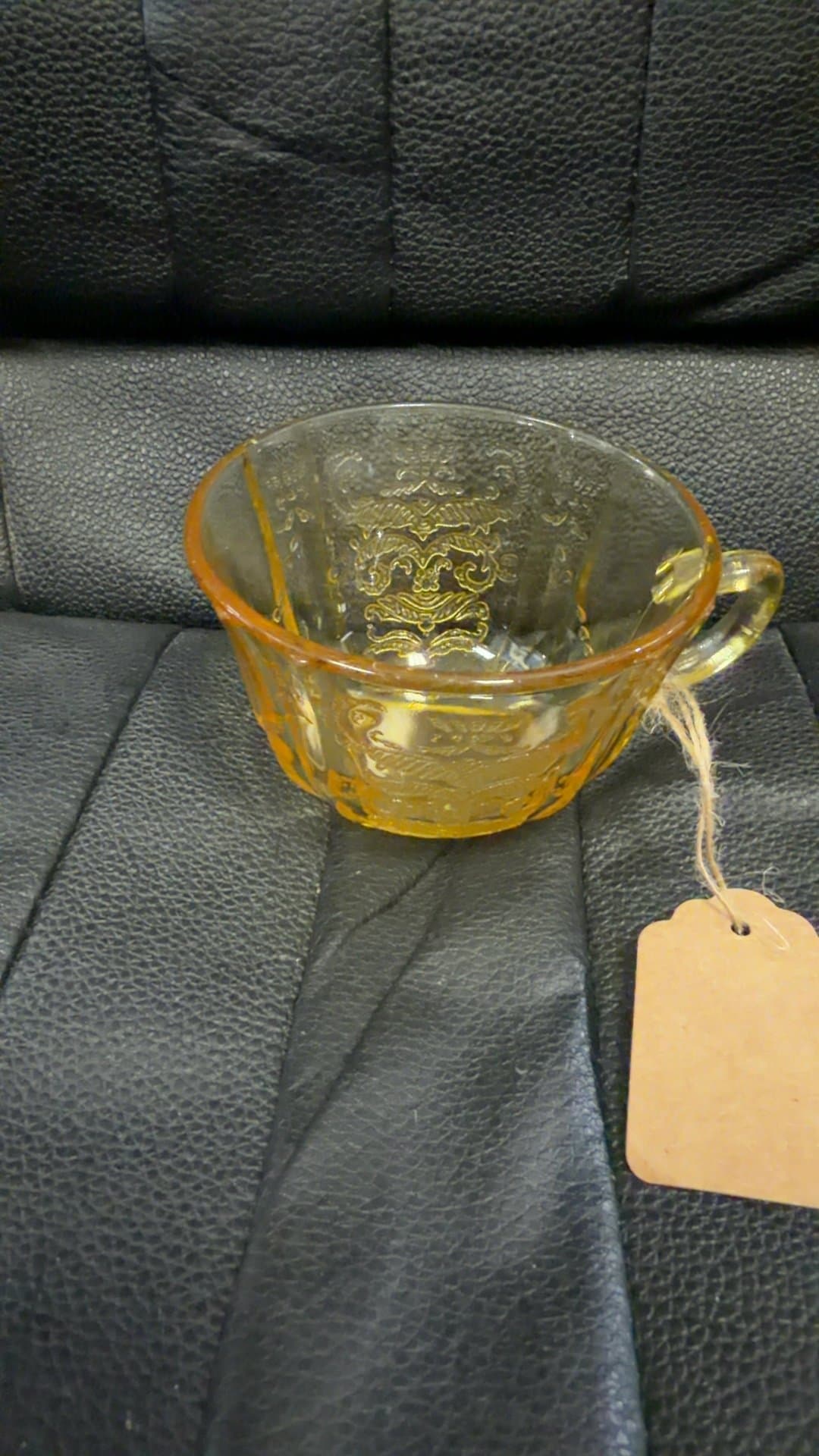 Patrician Pattern Amber Depression Glass Teacup - Image 1