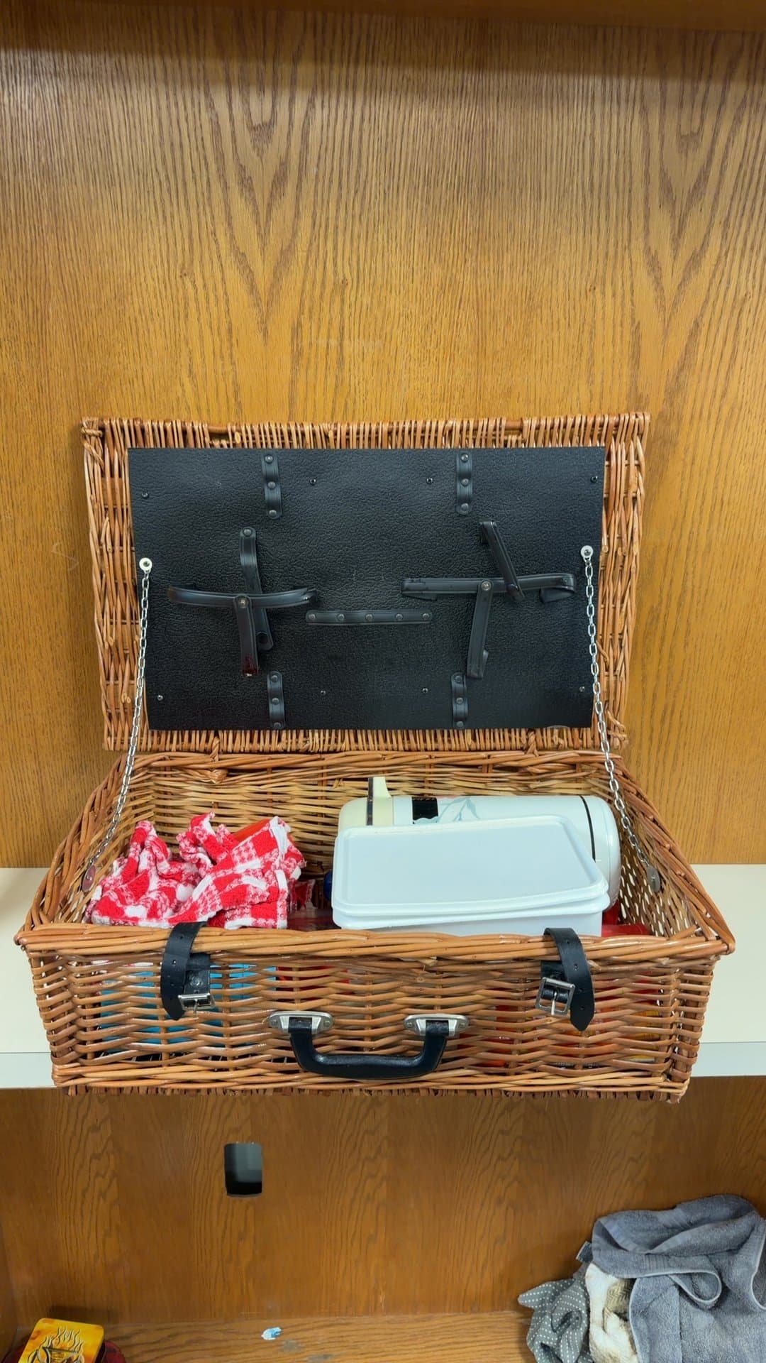 Vintage Wicker Picnic Basket Set - Image 1