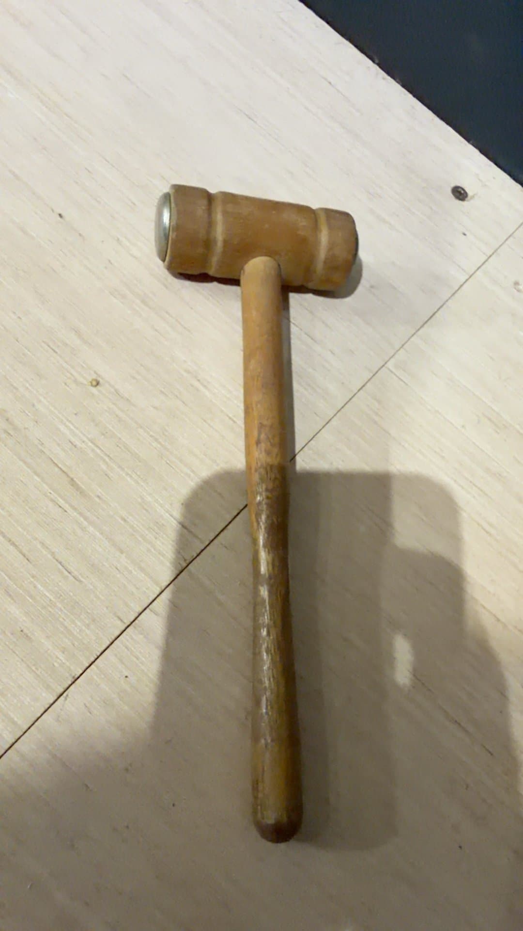 Vintage Wooden Mallet with Metal End Caps - Image 1