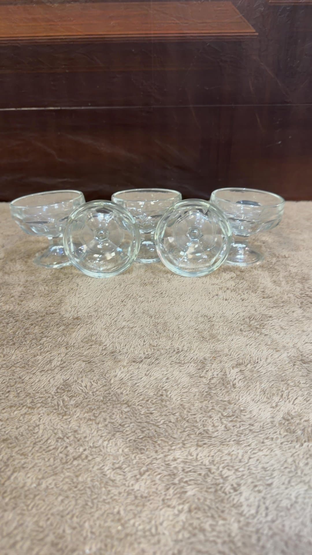 Vintage Clear Glass Footed Dessert Cups Set of 5 - Image 1