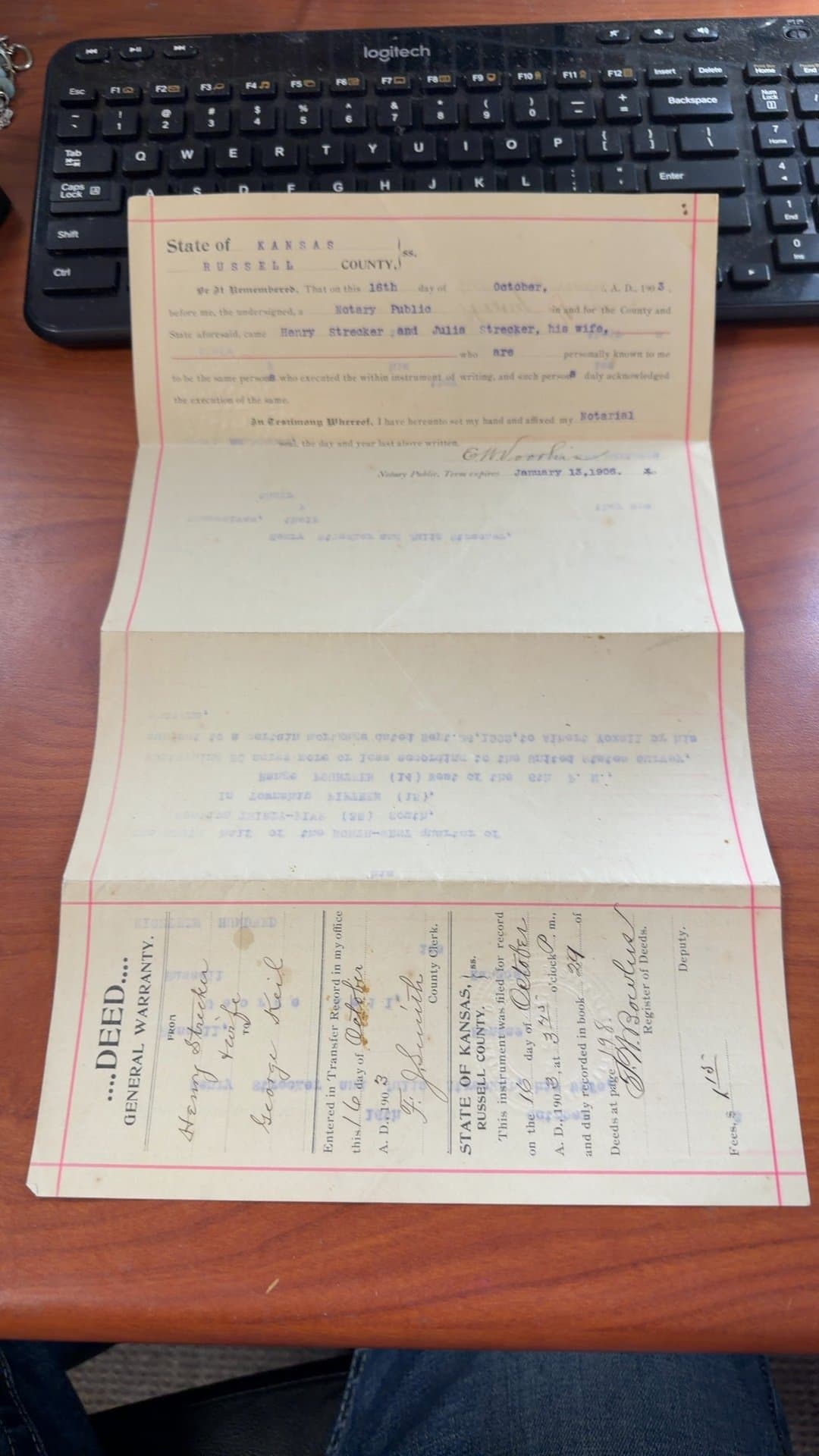 1903 Kansas General Warranty Deed - Image 1