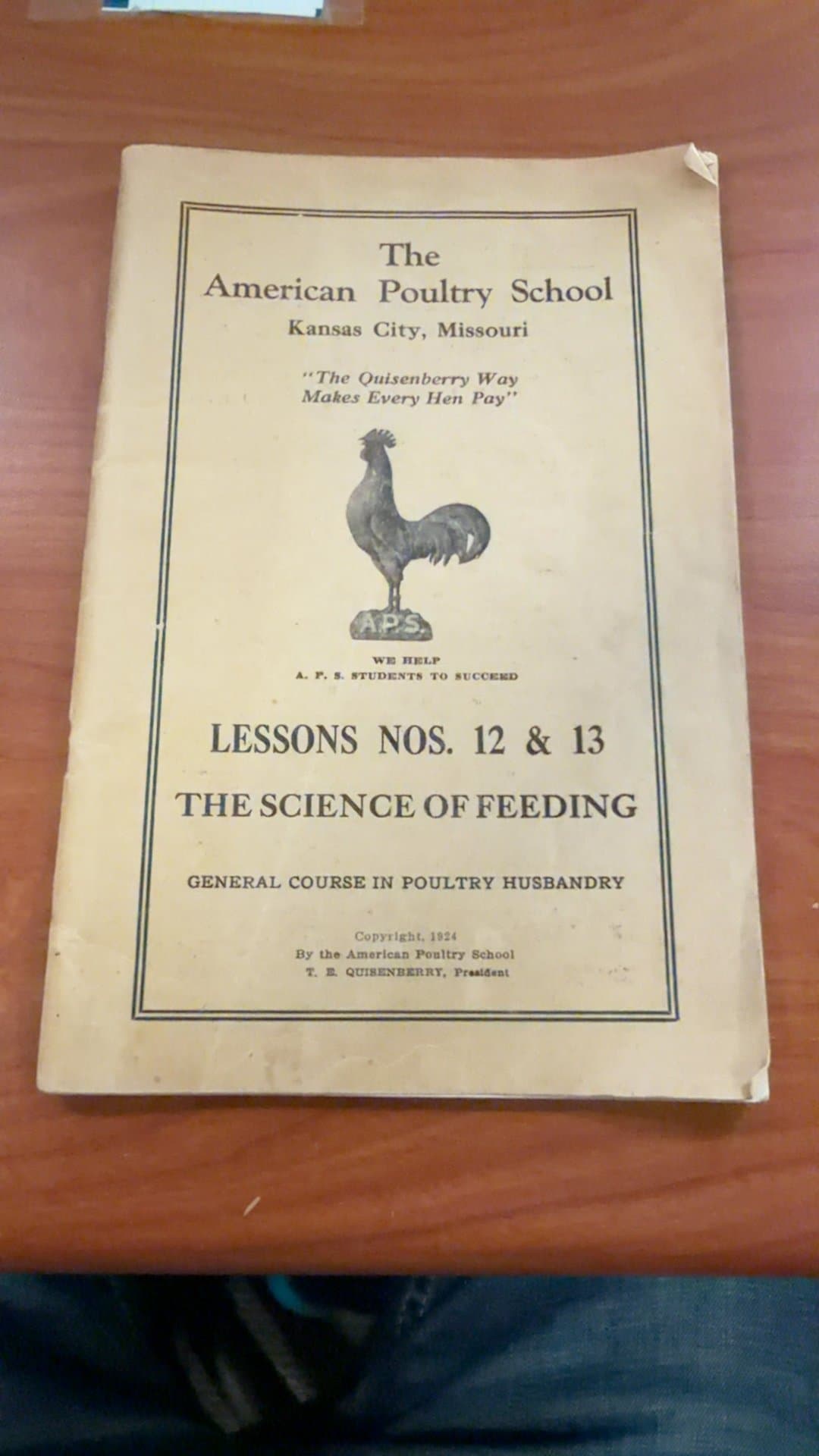 1924 American Poultry School Lessons Nos. 12 & 13 Booklet - Image 1
